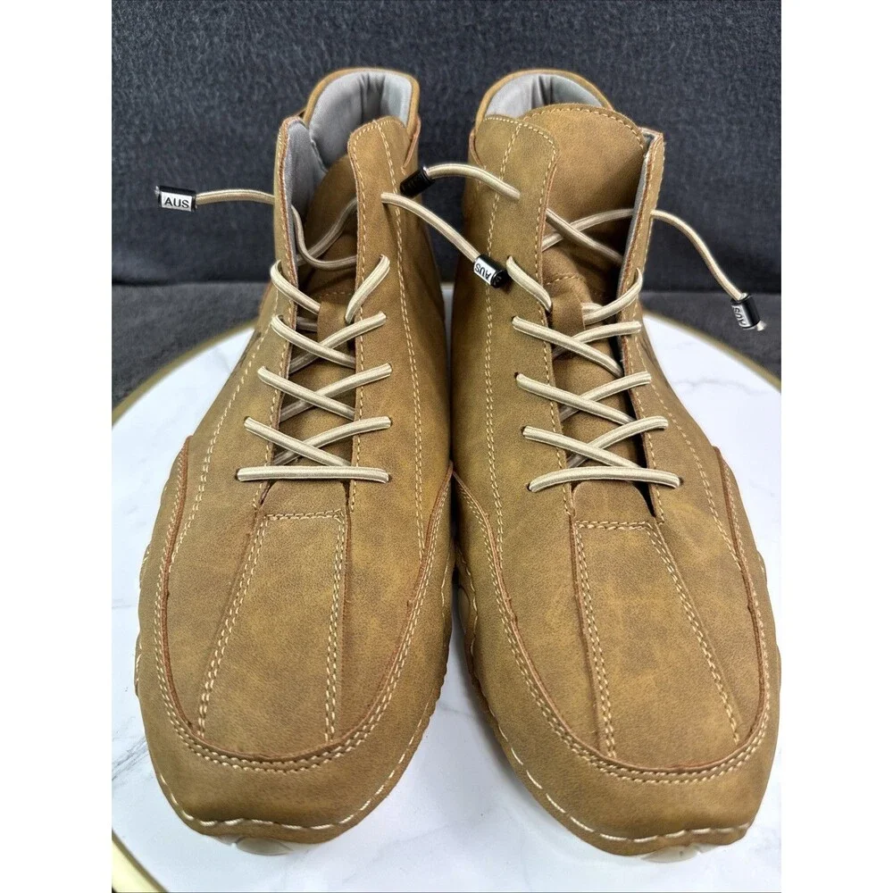 Salkin Mens Brown Leather Barefoot Shoes Lace Up Casual Walking Sneakers Sz 11.5